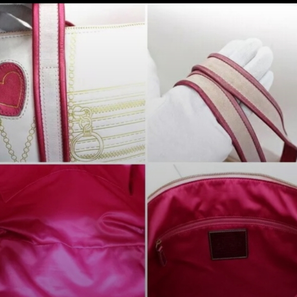 COACH POPPY METALLIC FUCHSIA PINK/PURPLE HEARTS GLAM TOTE LIMITED EDITION - Picture 3 of 15